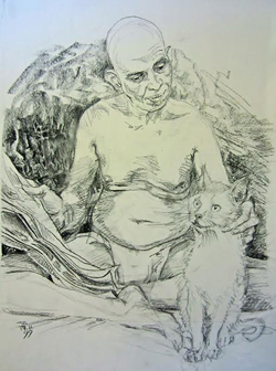 Sketch of Bhagavan with Ti-puss, by Jane Adams