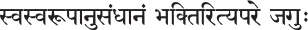 'Investigation into the Self is nothing other than devotion.'
  in Devanagari script