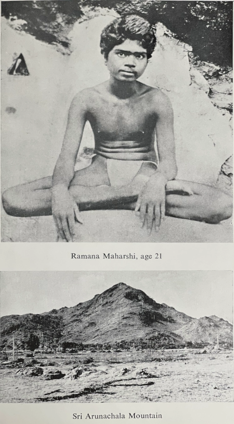 19 yr old Ramana, old B&W pic of Arunachala